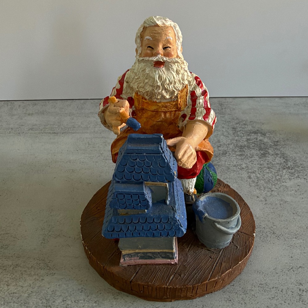 Vintage Santa Claus Painting Birdhouse Figurine Christmas Decor Workshop